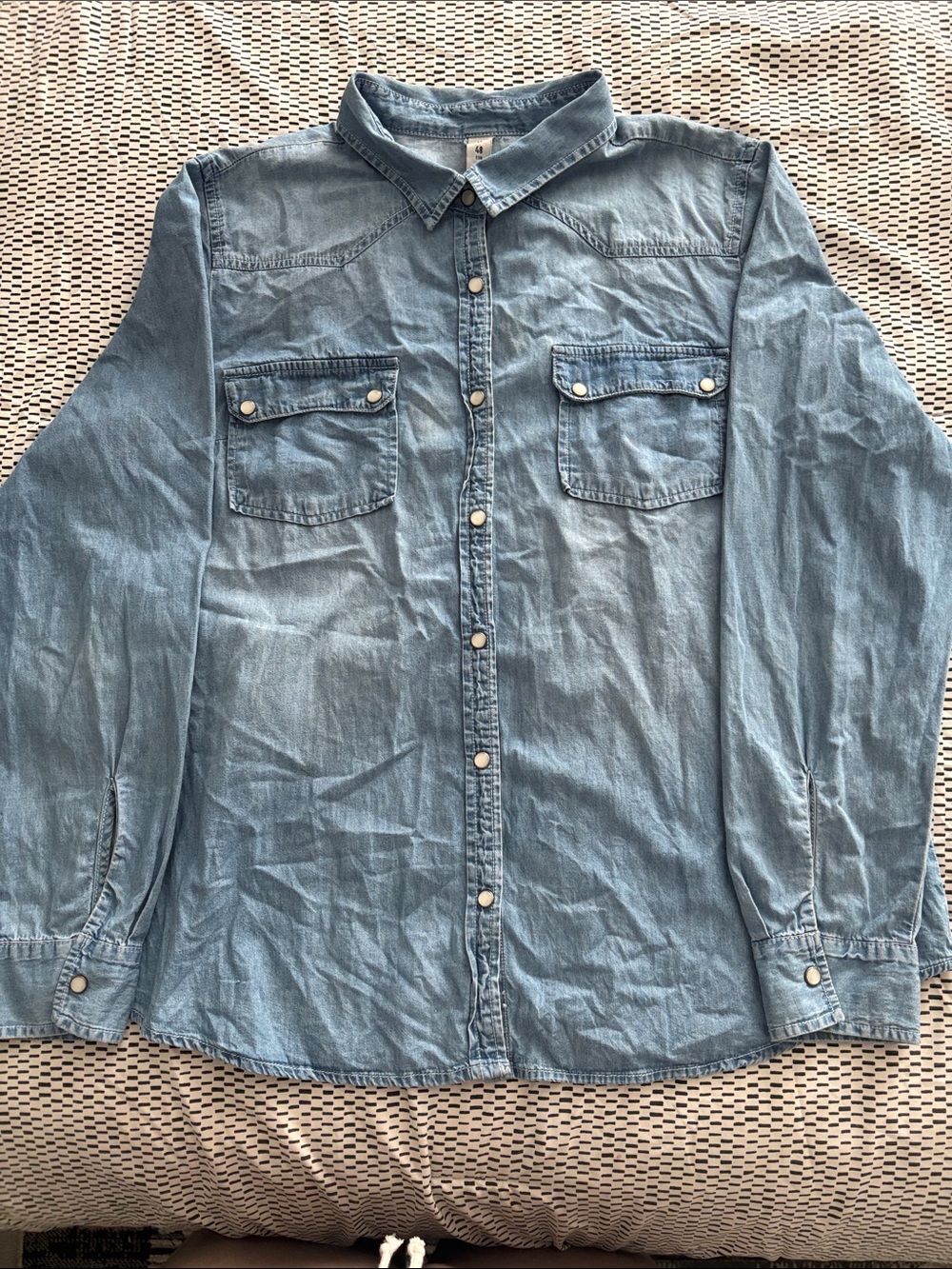 Denim&Co Light Blue Denim Snap Button-Front Shirt